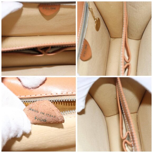 CELINE Macadam Canvas Shoulder Bag PVC White - Picture 14 of 15